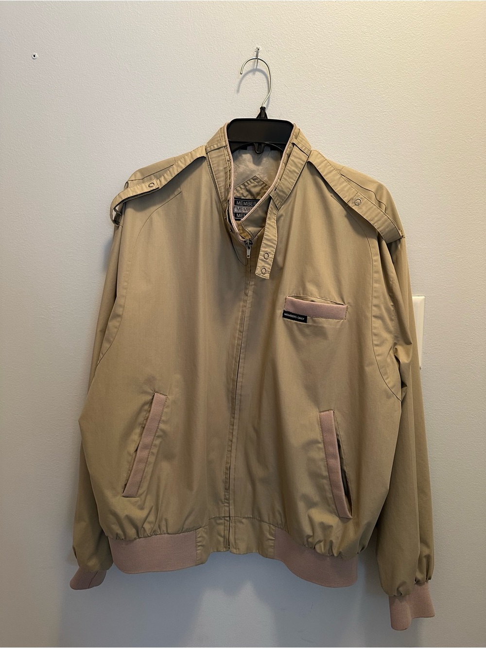 Vintage Members Only Beige Bomber Jacket